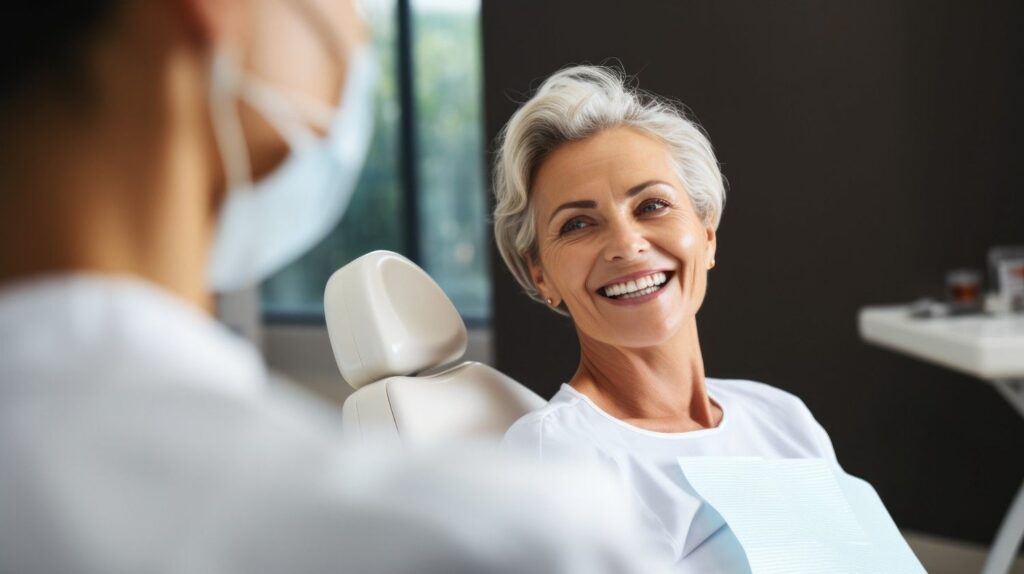 mature women teeth checking
